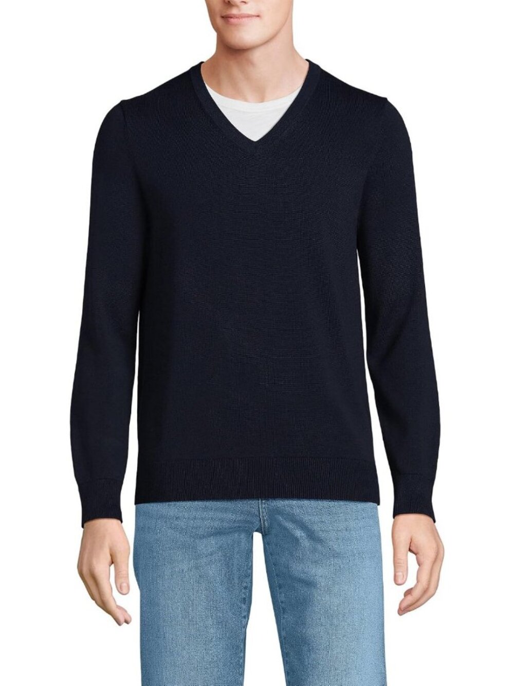 Men's Fine Gauge Cotton V-Neck Sweater - Soft, Lightweight, Classic Style